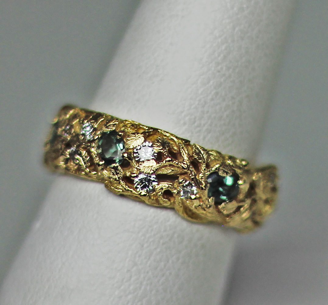 Alexandrite diamond vine band - Image 3