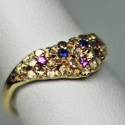 Petite sapphire flower band in 14K