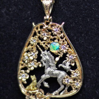 Unicorn and fox pendant