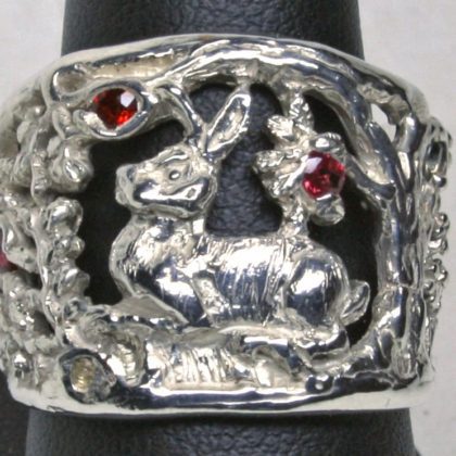 sterling silver rabbit in the woods ring