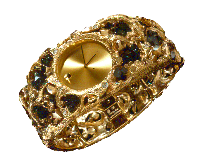 emerald crystal and diamond watch bracelet in 18K