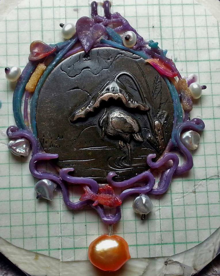 Wax setting for a fine ancient Japanese Samurai Sword Menuki by George Postgate