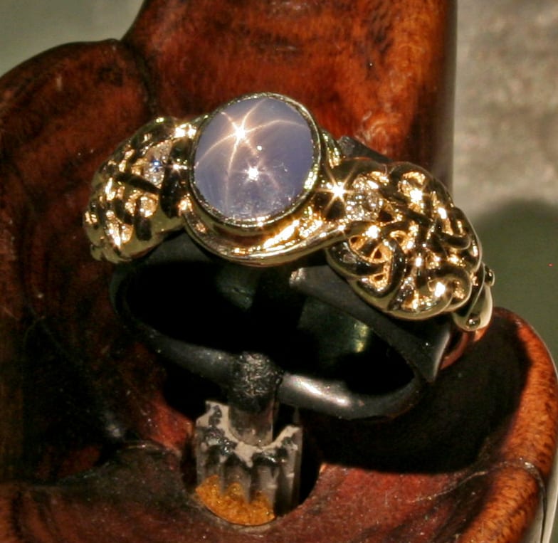 Celtic 2 Bridget knot star sapphire and diamond ring by George Postgate