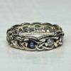 Celtic Diamond and sapphires Knot Band In 14k White Palladium Gold With Natural Size 7 1/2