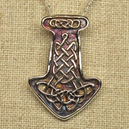 Viking Thor's hammer in sterling silver with knot work by Suzan Postgate