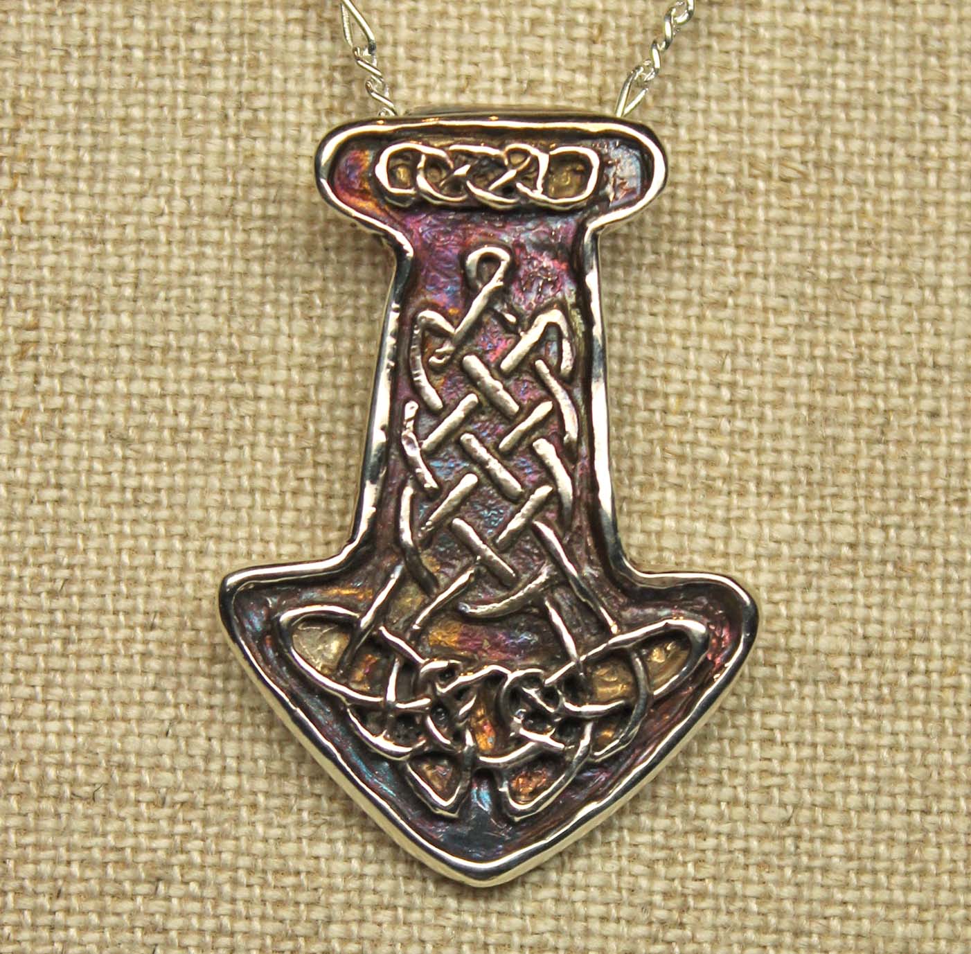 Viking Thor's hammer in sterling silver with knot work by Suzan Postgate