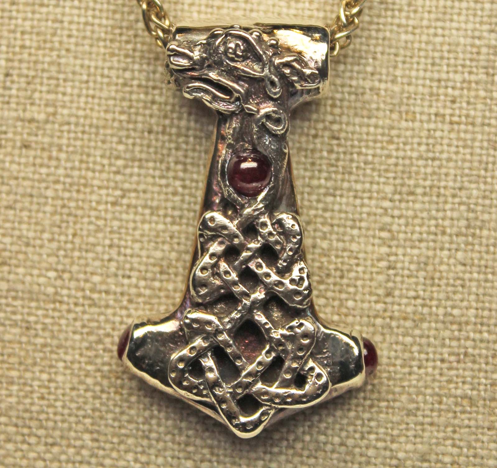 Viking Hound Garnet Thor's Hammer in sterling silver by Suzan Postgate