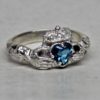 medieval Irish Claddagh ring with blue topaz heart in sterling silver by Suzan Postgate