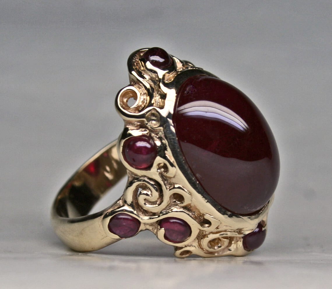 Ruby cabochon ring in 14K by Suzan Postgate