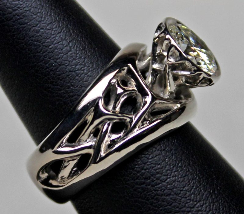 Open white gold band with 2ct diamond by George Postgate