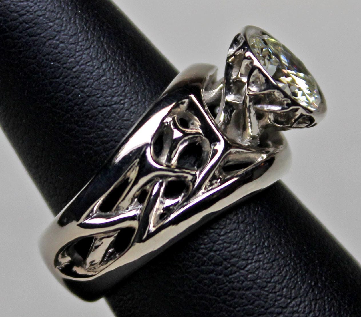 Open white gold band with 2ct diamond by George Postgate