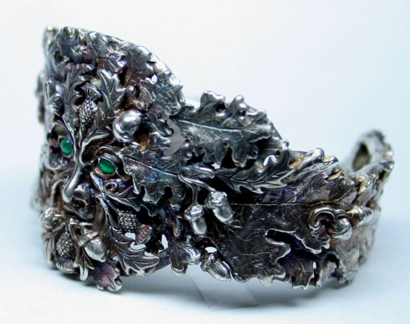 Greenman bracelet left in sterling silver by Suzan Postgate
