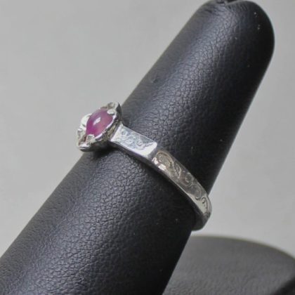 Medieval to Renaissance style ring set with a natural pink sapphire cab-size-7-1-2