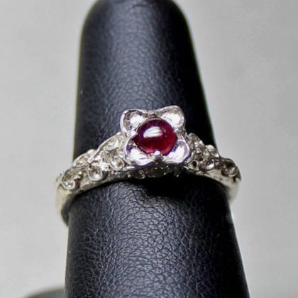 Medieval to Renaissance style ruby cab ring size 6 1/2