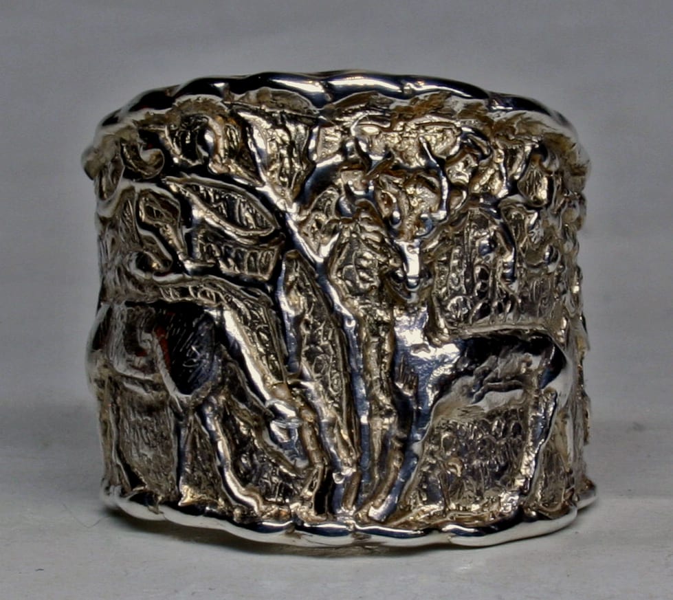 Scottish Highland deer band in sterling silver by Suzan Postgate