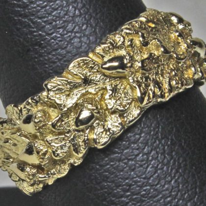 Acorn and Oak Leaf band in 14K gold size 6