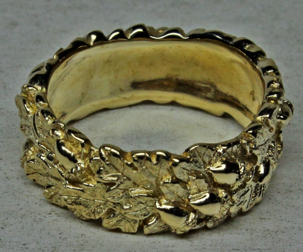 Oak leaf band in 14K by George Postgate