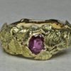 Silver Birch leaf band in 18K with natural pink sapphire by George Postgate