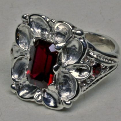 Tudor garnet and ruby rose ring in Sterling silver By Suzan Postgate