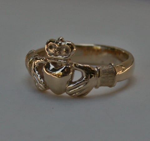 Simple Irish rose gold claddagh ring in gold by George Postgate