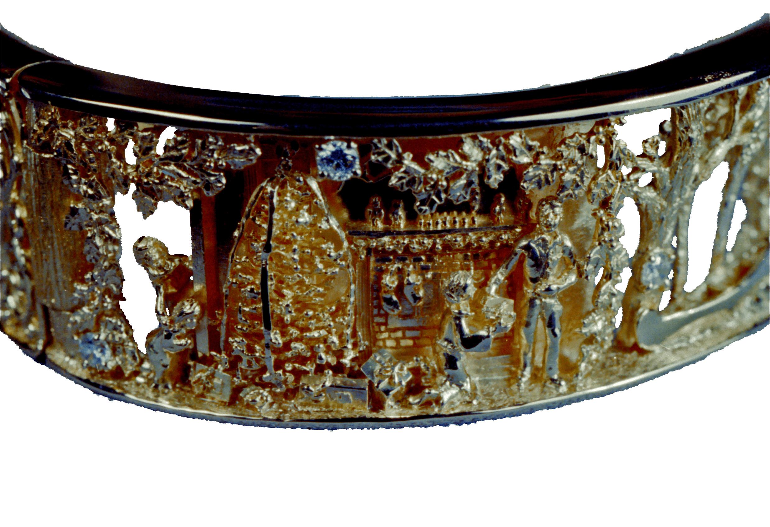 Family scene bracelet in 18K and diamonds by George Postgate.