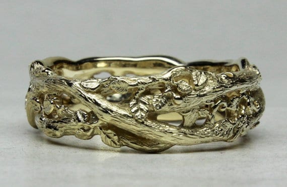 Woodland vine band in 14K by George Postgate