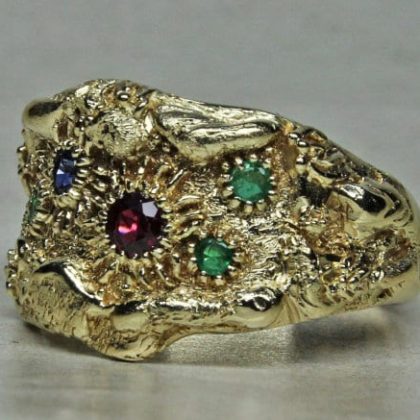 Tide Pool Ring in 14K With Emeralds, Ruby, Sapphire, Crabs, Starfish; And A Few Other Sea Critters Size 8.5