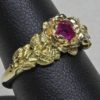 Finely Detailed Natural Pink And Diamond 18K Gold Sapphire Rose Ring