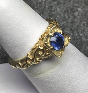 Tudor Style Sapphire Ring In 14k By Suzan Postgate - Postgate Celtic 