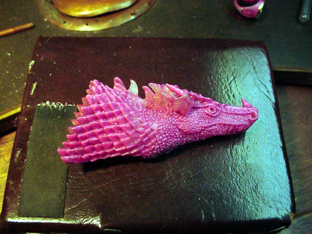 Wax of large dragon head by Suzan Postgate
