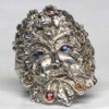Greenman Ring made in sterling silver with natural sapphires by Suzan Postgate