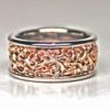 Mists of Avalon band in rose 14K and borders of white 14K gold, by George