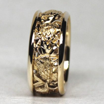 Scottish thistles band in 14K by George Postgate