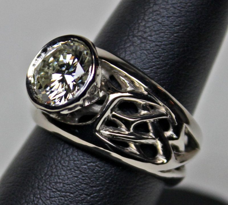 Open frost crystals white gold band with 2ct diamond by George Postgate
