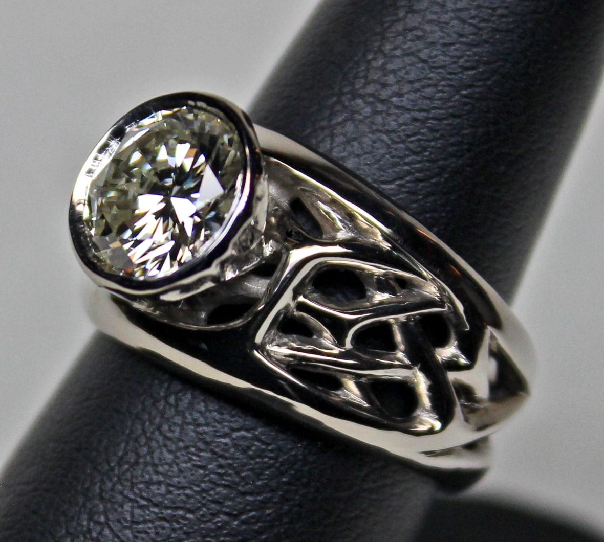 Open frost crystals white gold band with 2ct diamond by George Postgate