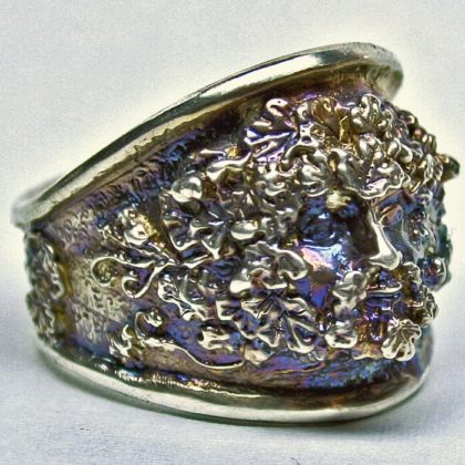 Large Scottish Greenman ring in Sterling silver by Suzan Postgate