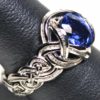 Ceylon Sapphire Celtic Ring in 14K White Palladium Gold, by George Postgate