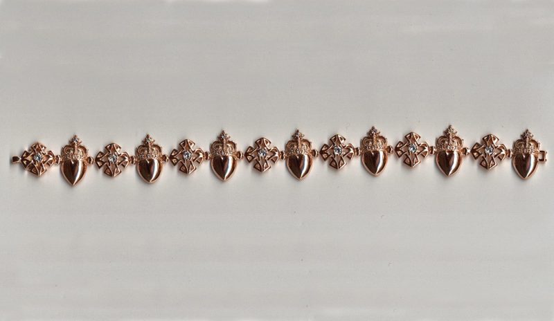 Scottish Luckenbooth bracelet in 14K rose gold and diamonds by George Postgate