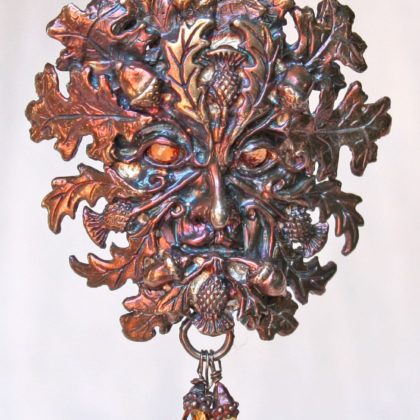 Scottish Greenman Acorn Pendant with dangling acorns by Suzan Postgate