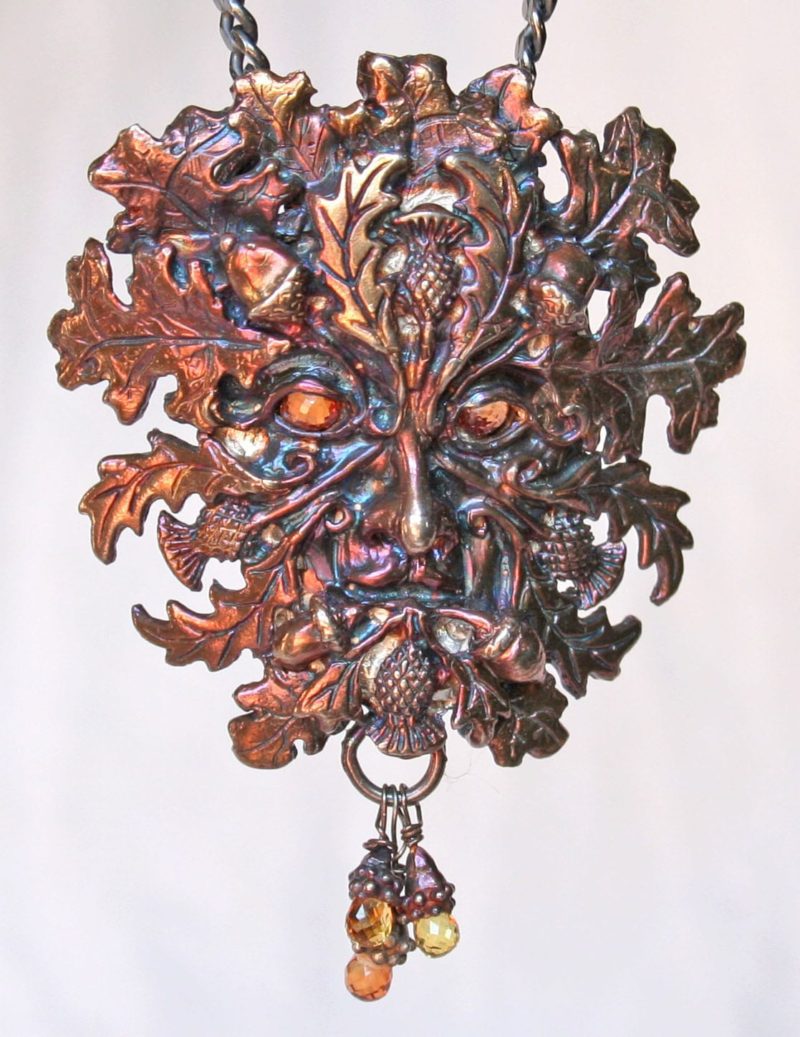 Scottish Greenman Acorn Pendant with dangling acorns by Suzan Postgate