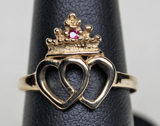 Scottish Luckenbooth ring in 14K with natural ruby by Suzan