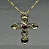 Welsh Love Spoon Celtic Cross with a natural ruby in 14K Gold an original design by Suzan