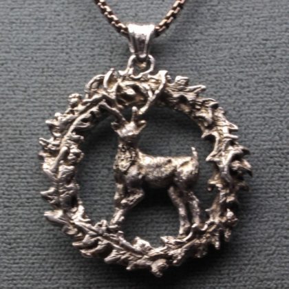 Thistle wreath deer pendant in Sterling silver by Suzan Postgate
