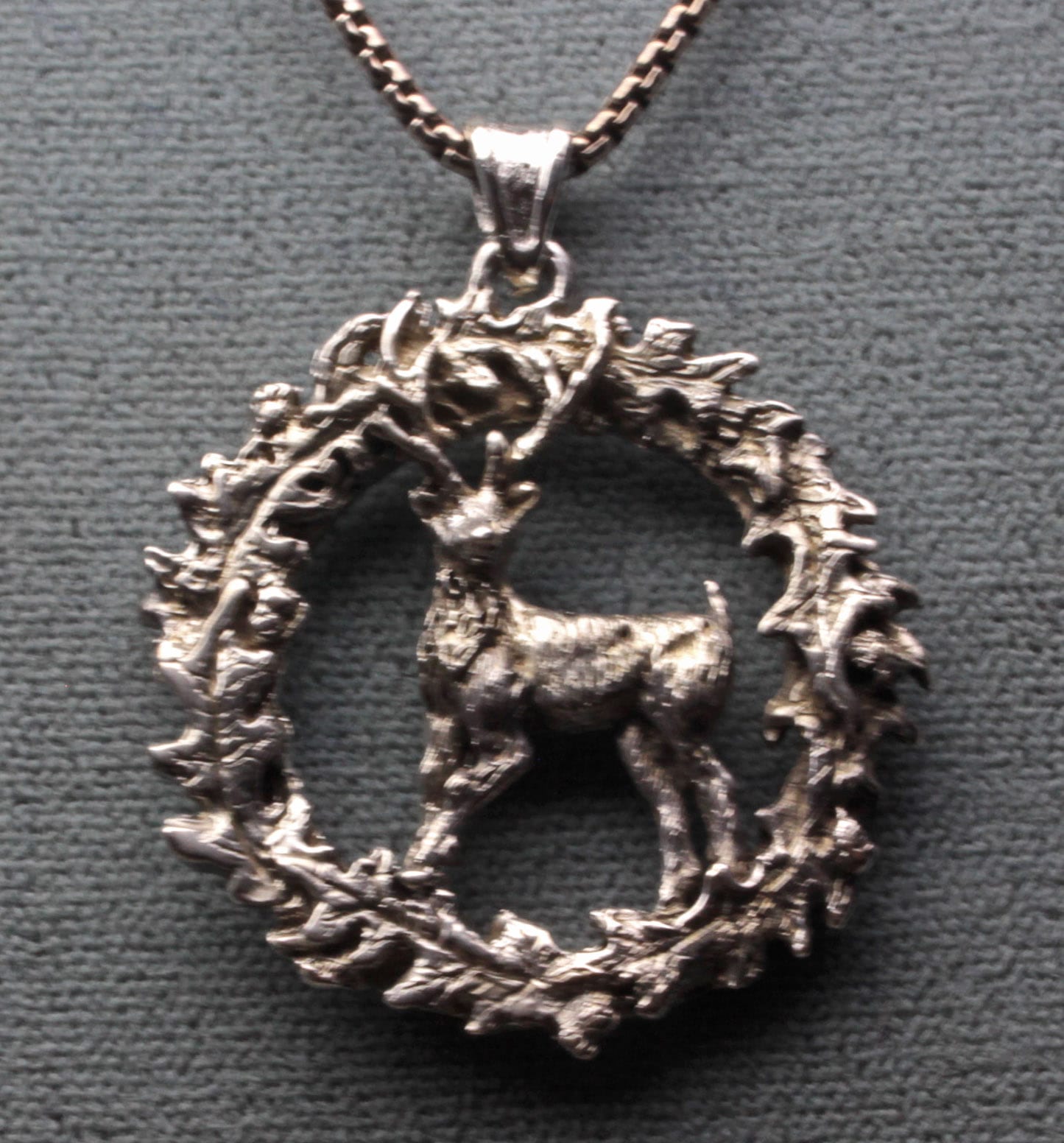 Thistle wreath deer pendant in Sterling silver by Suzan Postgate
