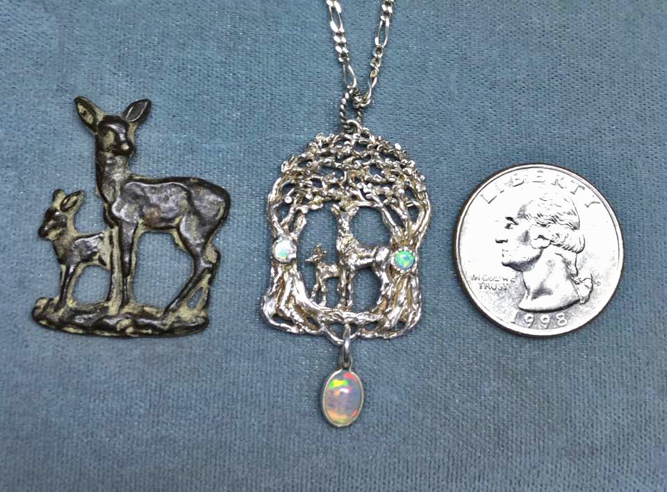 doe and fawn pendant scale