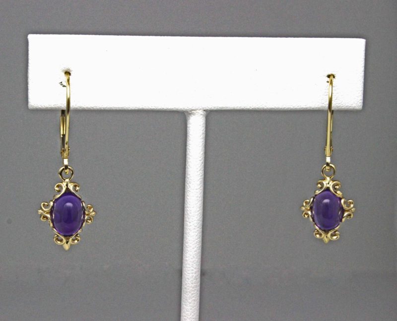 Victorian dark amethyst earrings14K