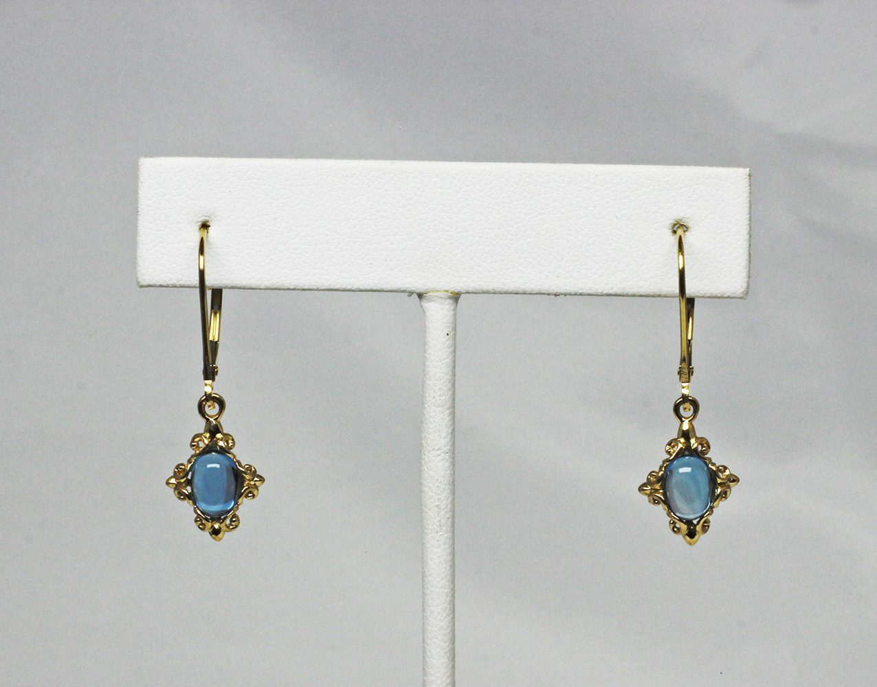 Victorian blue topaz earrings in14K - Image 5