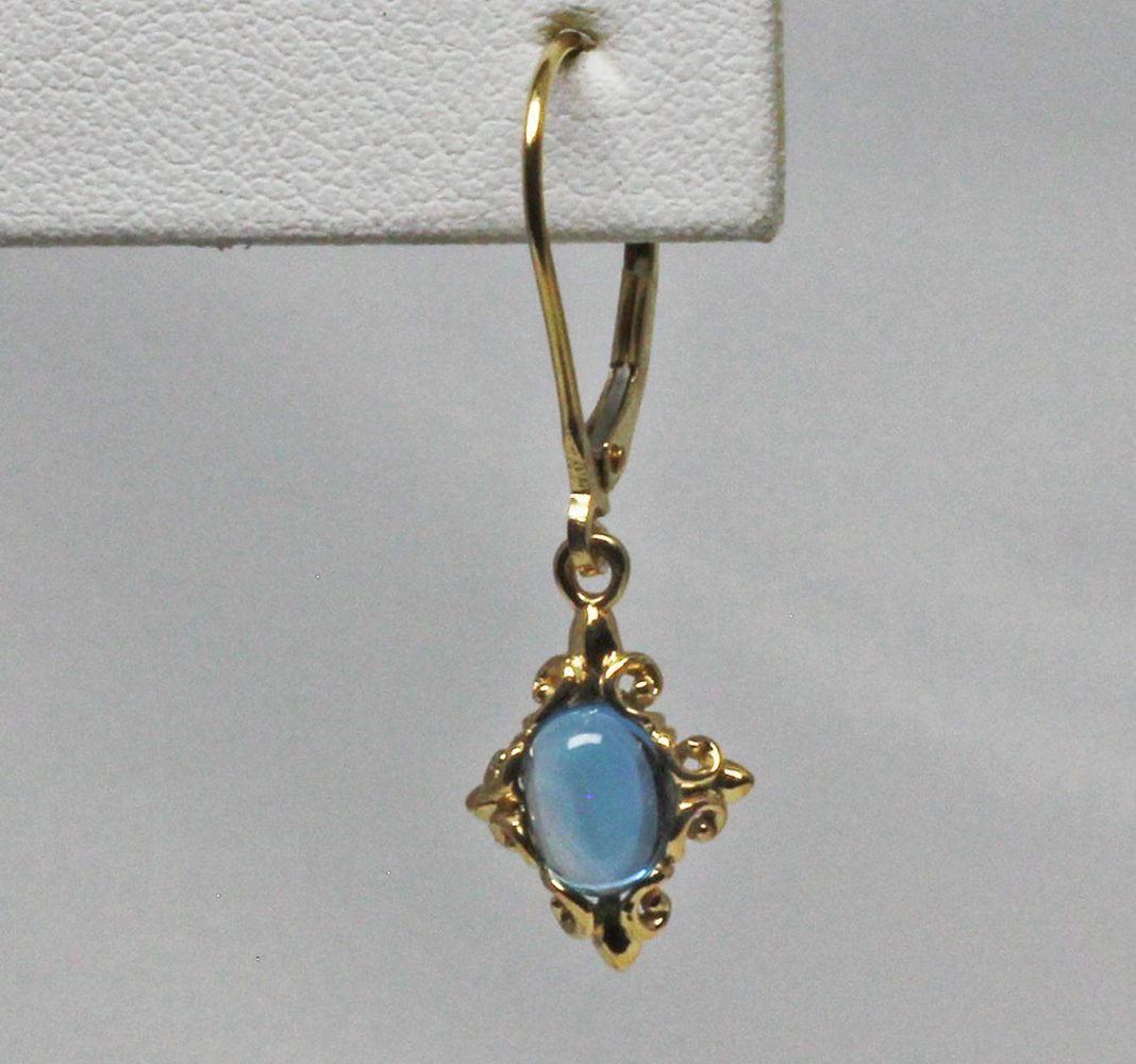 Victorian blue topaz earrings in14K