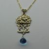 Art nouveau flower pendant blue topaz pendant