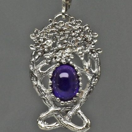 Art nouveau woodland flower amethyst earrings